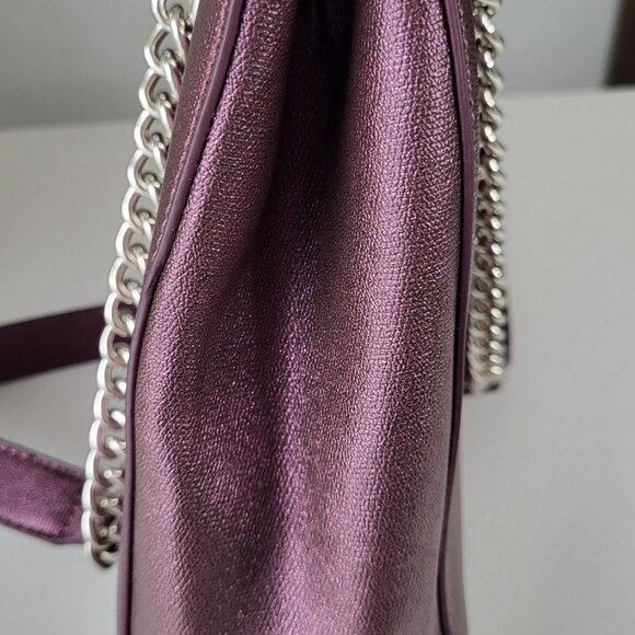 Valentino by Mario Valentino Metallic Purple Shoulder Bag I Chain Strap, Tassel - Picture 9 of 11
